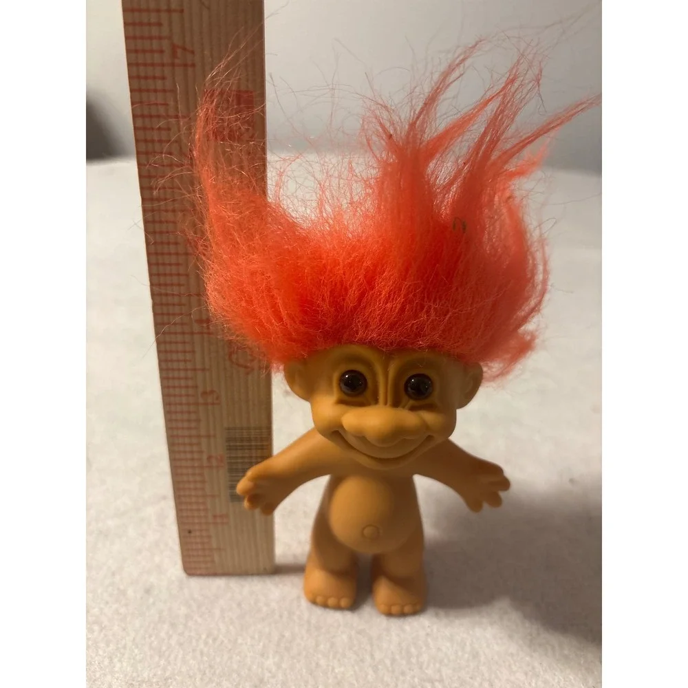Vintage Russ‎ Berrie Troll Doll Orange Hair Nude Vinyl Figure Item 18600 3 Inch